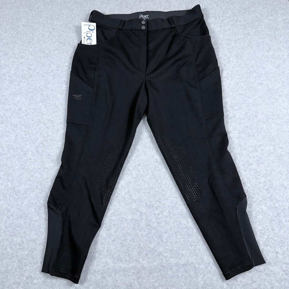 Piper SmartPak Knit Everyday High-Rise Breeches Black Knee‎ Patch 40R